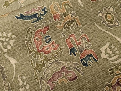 平和屋着物■上質な小紋 型染め 幾何学花文 正絹 逸品 CABF9202ev