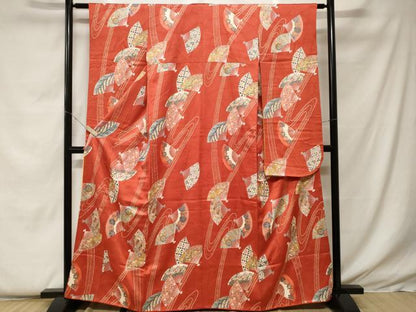 平和屋着物■豪華振袖 扇面吉祥花蝶文 金彩 正絹 逸品 CABF9210ev