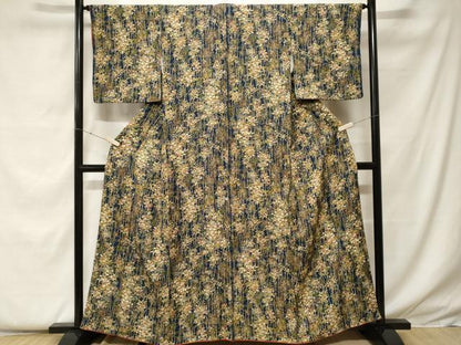 平和屋着物■上質な小紋 枝花文 正絹 逸品 CABF9223ev