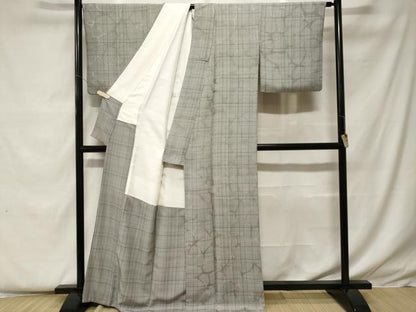 平和屋着物■上質な小紋 格子幾何学文 正絹 逸品 CABF9224ev
