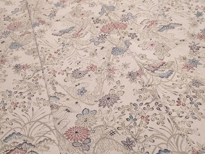 平和屋着物■上質な小紋　型染め　遠山飛鶴花文　鬼しぼ縮緬　正絹　逸品　CABF9228ev
