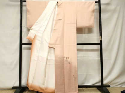 平和屋着物■訪問着　刺繍　芝草枝花文　暈し染め　金銀彩　正絹　逸品　CABF9237ev