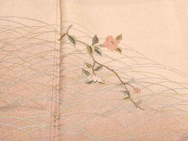平和屋着物■訪問着　刺繍　芝草枝花文　暈し染め　金銀彩　正絹　逸品　CABF9237ev