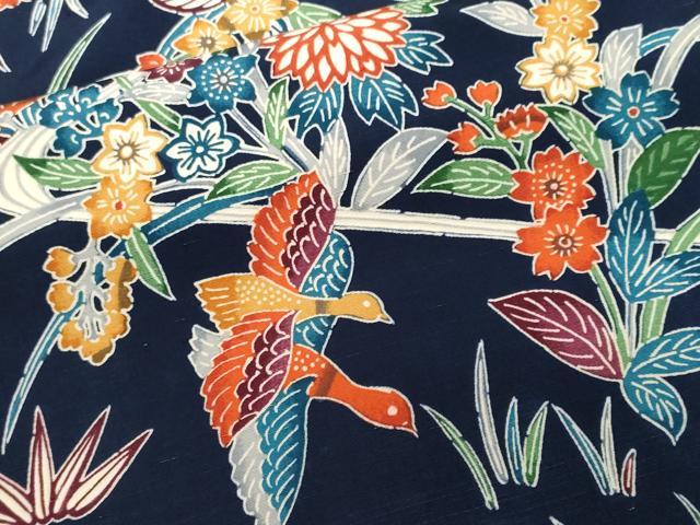 平和屋着物■上質な小紋　型染め　流水花鳥文　正絹　逸品　CABF9238ev