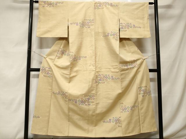 平和屋着物■上質な紬　エ霞菊文　正絹　逸品　CABF9244ev
