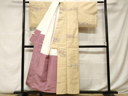 平和屋着物■上質な紬　エ霞菊文　正絹　逸品　CABF9244ev
