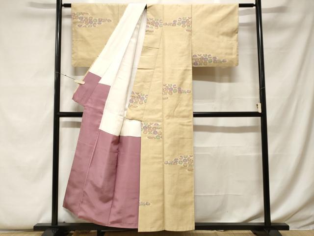 平和屋着物■上質な紬　エ霞菊文　正絹　逸品　CABF9244ev