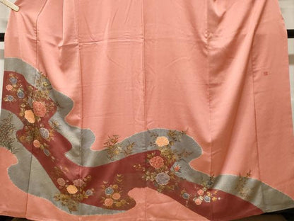 平和屋着物■訪問着　作家物　絞り　道長枝花文　暈し染め　金彩　正絹　逸品　CABF9245ev