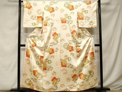 平和屋着物■上質な小紋 破れ色紙重ね吉祥花文 金彩 正絹 逸品 CABF9253ev