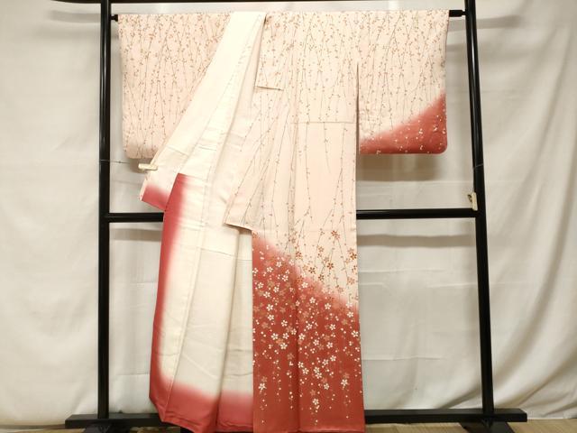平和屋着物■訪問着　枝垂れ花文　暈し染め　金彩　正絹　逸品　CABF9254ev
