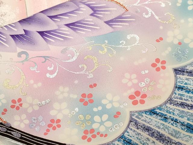 平和屋着物■豪華振袖 駒刺繍 孔雀花唐草文 暈し染め 金銀彩 正絹 逸品 CABF9257ev