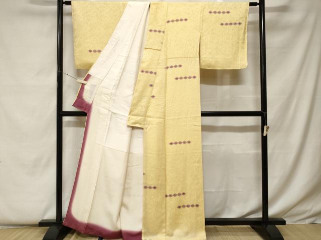 平和屋着物■上質な小紋 菱花横段文 金彩 正絹 逸品 CABF9259ev