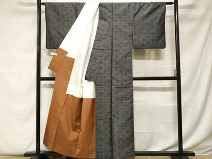 平和屋着物■本場大島紬 麻の葉文様 正絹 逸品 CABF9262ev