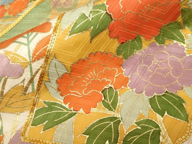 平和屋着物■豪華振袖　駒刺繍　破れ色紙草花文　金彩　正絹　逸品　CABF9266ev