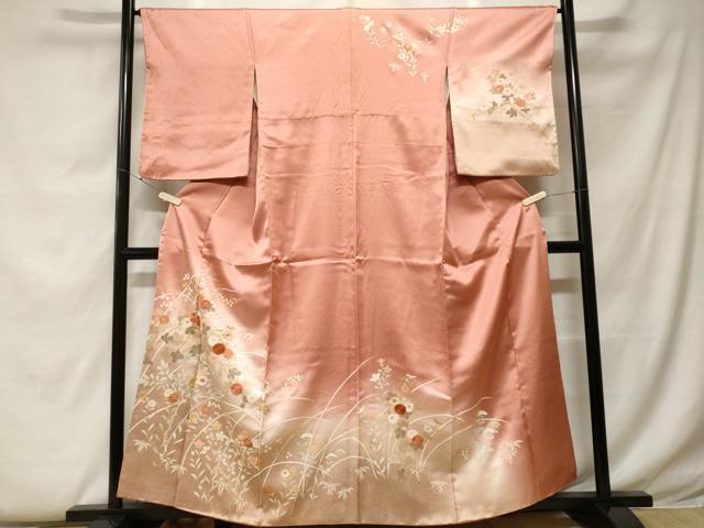 平和屋着物■訪問着　駒刺繍　枝花文　暈し染め　金彩　正絹　逸品　CABF9269ev