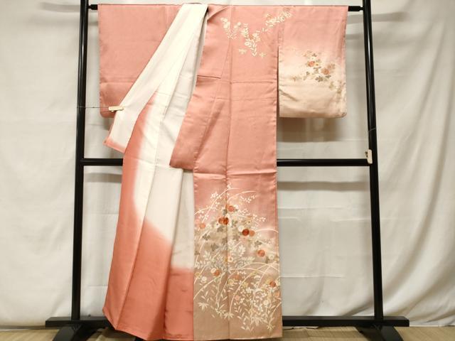 暈し染め 正絹 逸品 平和屋着物○訪問着 枝花文 金彩 公式通販 刺繍