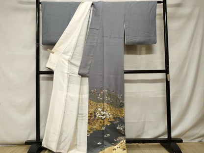 平和屋着物■豪華色留袖　立波花鳥文　暈し染め　金彩　正絹　逸品　CABF9279ev