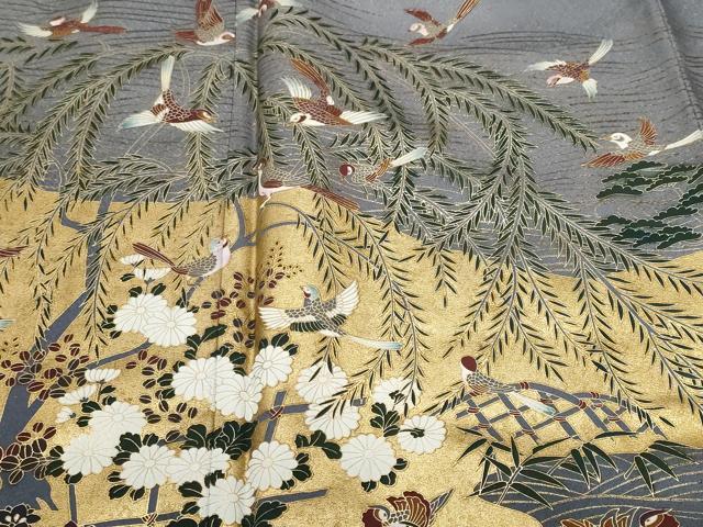 平和屋着物□豪華色留袖 立波花鳥文 暈し染め 金彩 正絹 逸品