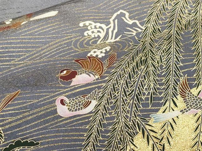 平和屋着物■豪華色留袖　立波花鳥文　暈し染め　金彩　正絹　逸品　CABF9279ev