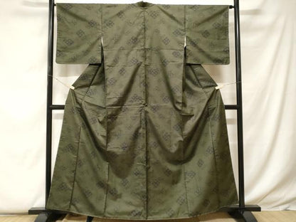 平和屋着物■上質なお召 菱重ね花文 正絹 逸品 未使用 CABF9280ev