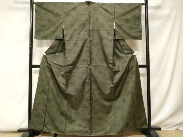 平和屋着物■上質なお召 菱重ね花文 正絹 逸品 未使用 CABF9280ev