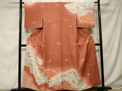 平和屋着物■訪問着 雲取り舞蝶花文 暈し染め 金彩 正絹 逸品 CABF9281ev