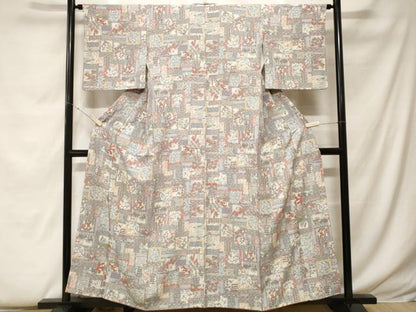 平和屋着物■上質な小紋 色紙重ね草花文 金彩 正絹 逸品 CABF9283ev