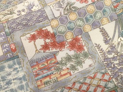 平和屋着物■上質な小紋 色紙重ね草花文 金彩 正絹 逸品 CABF9283ev