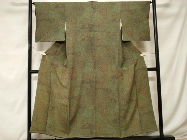 平和屋着物■上質な小紋 切嵌更紗花蝶文 正絹 逸品 CABF9284ev