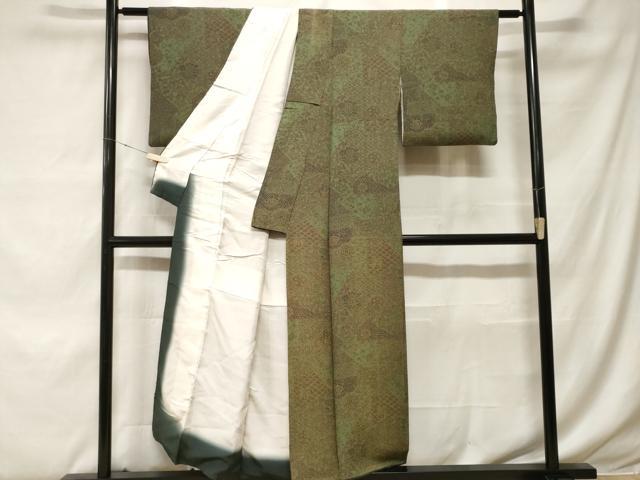 平和屋着物■上質な小紋 切嵌更紗花蝶文 正絹 逸品 CABF9284ev