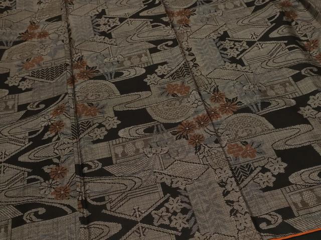 平和屋着物■本場大島紬 9マルキ 流水風景文 正絹 逸品 CABF9286ev
