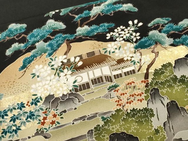 平和屋着物■豪華黒留袖　駒刺繍　萬寿染　御所解文　正絹　逸品　CABF9288ev