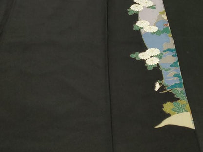 平和屋着物■豪華黒留袖　駒刺繍　萬寿染　御所解文　正絹　逸品　CABF9288ev