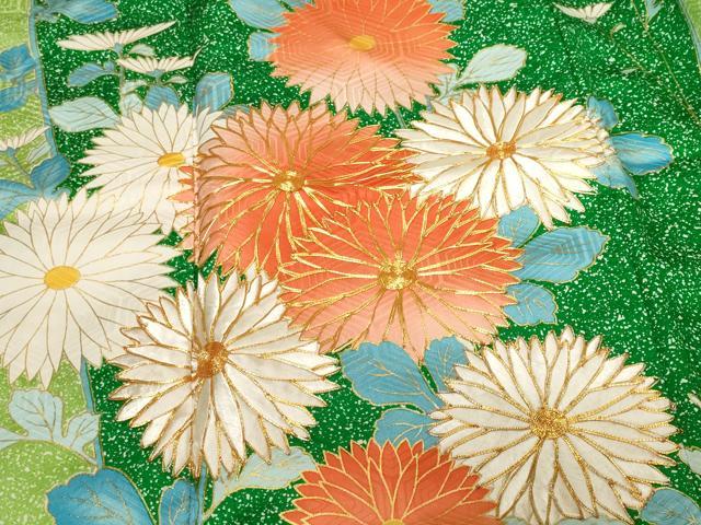 平和屋着物■豪華振袖　駒刺繍　枝菊文　暈し染め　金彩　正絹　逸品　CABF9289ev