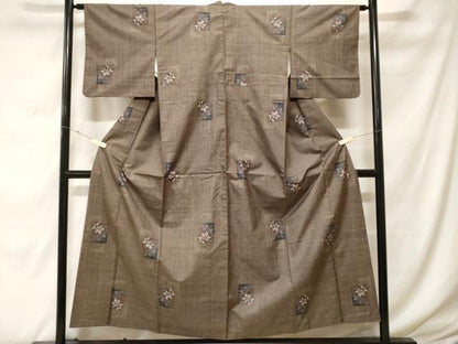 平和屋着物■本場大島紬　7マルキ　色紙重ね更紗枝花文　正絹　逸品　CABF9297ev