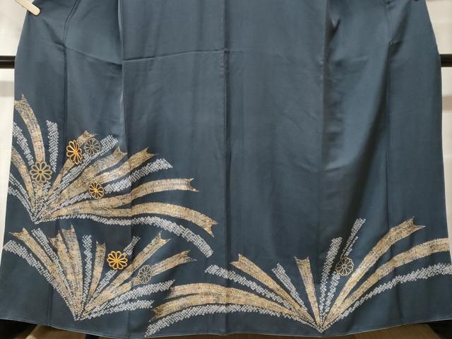 平和屋着物■訪問着 駒刺繍 絞り 松葉菊文 金彩 正絹 逸品 CABF9299ev