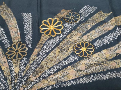 平和屋着物■訪問着 駒刺繍 絞り 松葉菊文 金彩 正絹 逸品 CABF9299ev