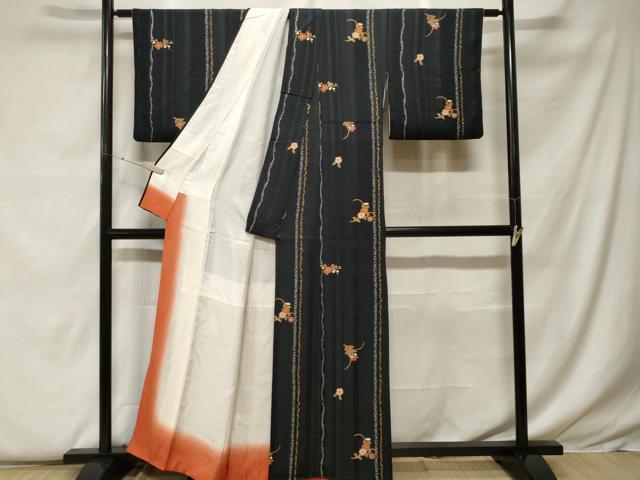 平和屋着物▽上質な小紋　単衣　枝花文　金彩　正絹　逸品　AABG0921jh 平和屋着物▽上質な小紋 単衣 枝花文 金彩 正絹 逸品 AABG0921jh