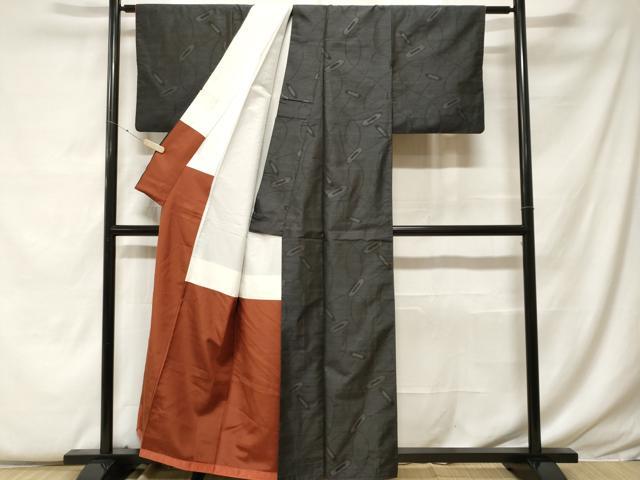 平和屋着物■本場大島紬　幾何学文様　正絹　逸品　CABF9307ev