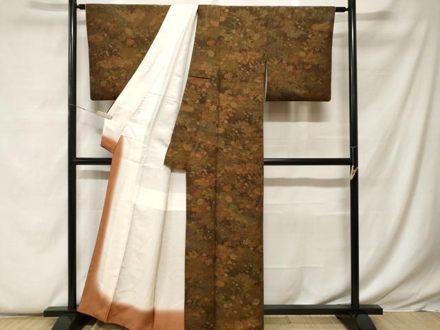 平和屋着物■上質な小紋 流水草花文 暈し染め 正絹 逸品 CABF9310ev