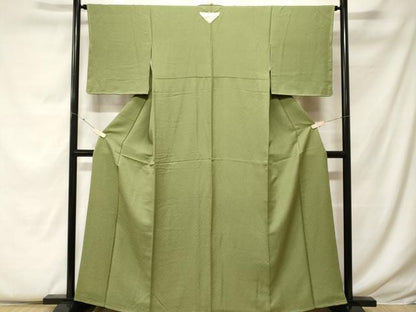 平和屋着物■上質な色無地 霞地紋 青丹色 正絹 逸品 未使用 CABF9314ev
