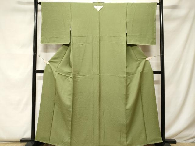 平和屋着物■上質な色無地 霞地紋 青丹色 正絹 逸品 未使用 CABF9314ev