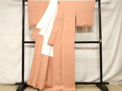 平和屋着物■上質な色無地　鏡裏花地紋　ときがら茶色　正絹　逸品　CABF9316ev