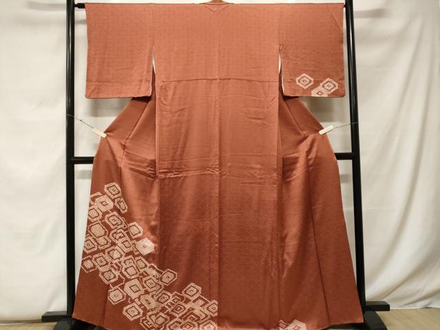 平和屋着物■訪問着 絞り 菱重ね文 青海波地紋 正絹 逸品 CABF9321ev