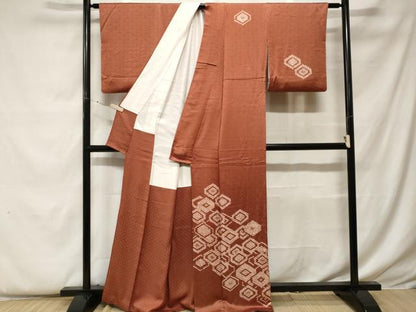 平和屋着物■訪問着 絞り 菱重ね文 青海波地紋 正絹 逸品 CABF9321ev