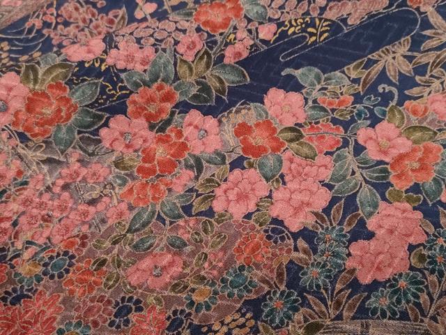 平和屋着物■上質な小紋　屏風草花文　正絹　逸品　CABF9322ev
