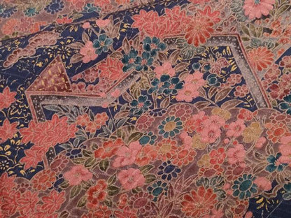 平和屋着物■上質な小紋　屏風草花文　正絹　逸品　CABF9322ev