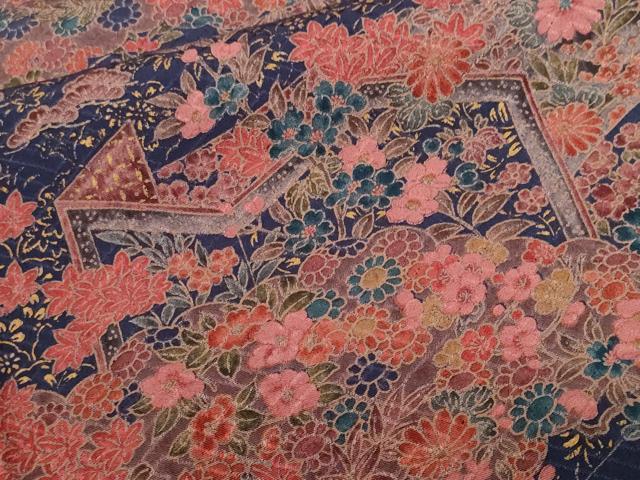 平和屋着物■上質な小紋　屏風草花文　正絹　逸品　CABF9322ev