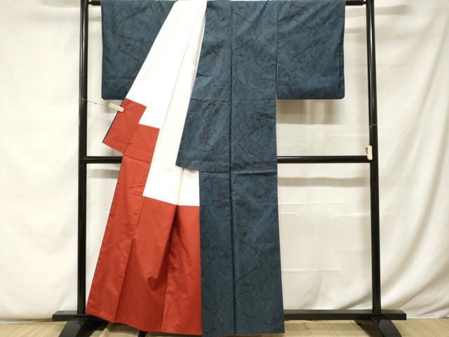 平和屋着物□本場大島紬 9マルキ 流水草花文 正絹 逸品 CABF9324ev