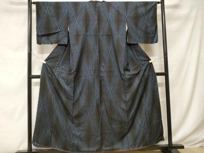 平和屋着物■本場大島紬　割り込み絣　幾何学文様　正絹　逸品　CABF9329ev